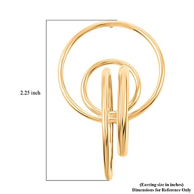 Italian 14K Yellow Gold Over Sterling Silver Circle Drop Interlocked Statement Earrings 9.60 Grams