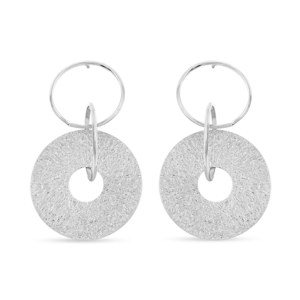 Italian Sterling Silver Triple Circle Medallion Interlocked Drop Statement Earrings 10 Grams image number 0