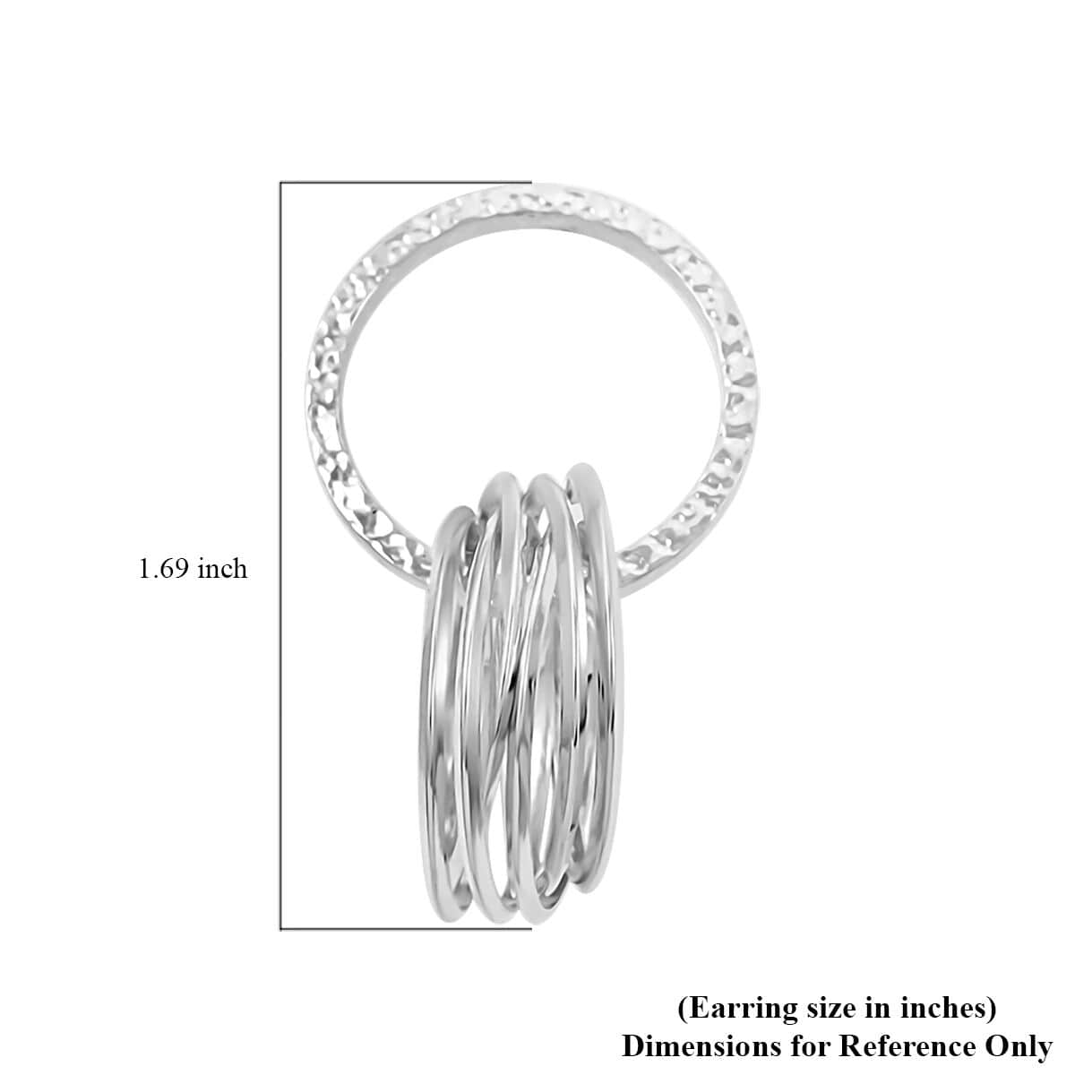 Italian Sterling Silver Multi Hoop Circle Interlocked Drop Statement Earrings 10.50 Grams image number 4