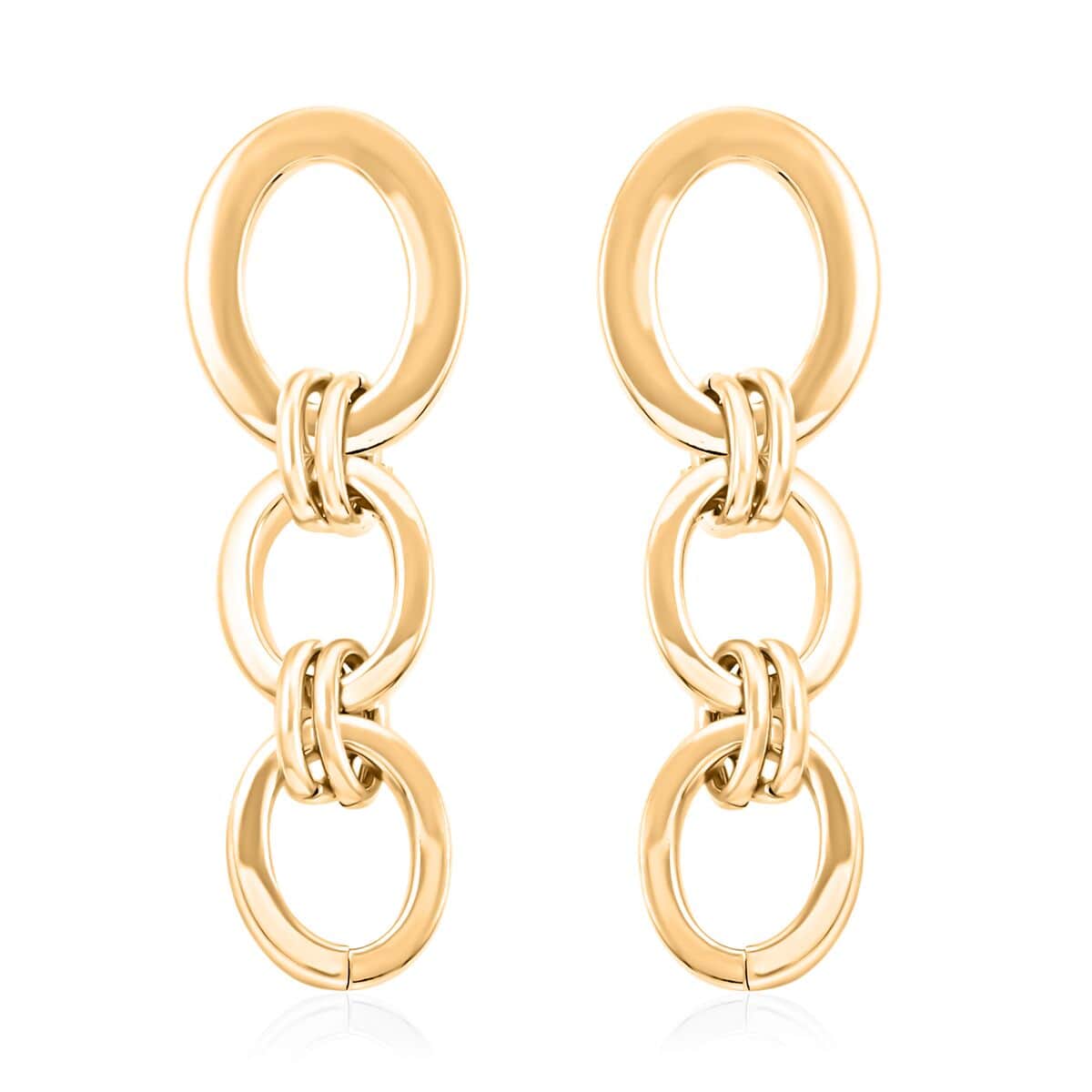 Italian 14K Yellow Gold Over Sterling Silver Interlocked Drop Statement Earrings 11.10 Grams image number 0