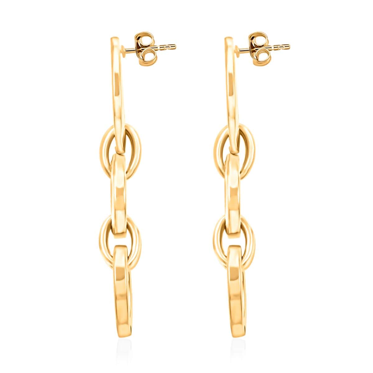 Italian 14K Yellow Gold Over Sterling Silver Interlocked Drop Statement Earrings 11.10 Grams image number 3
