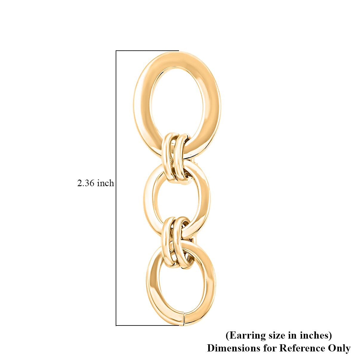 Italian 14K Yellow Gold Over Sterling Silver Interlocked Drop Statement Earrings 11.10 Grams