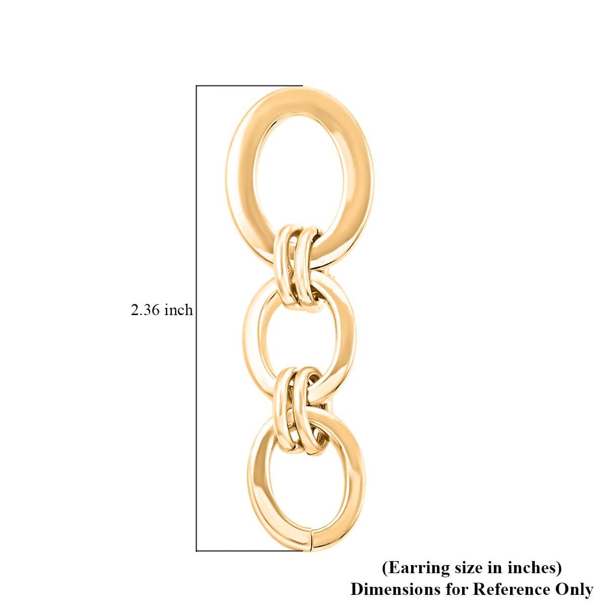 Italian 14K Yellow Gold Over Sterling Silver Interlocked Drop Statement Earrings 11.10 Grams image number 4