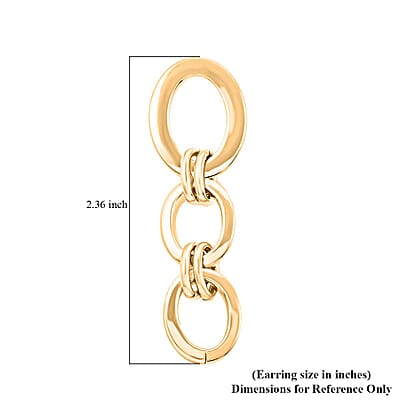 Italian 14K Yellow Gold Over Sterling Silver Interlocked Drop Statement Earrings 11.10 Grams
