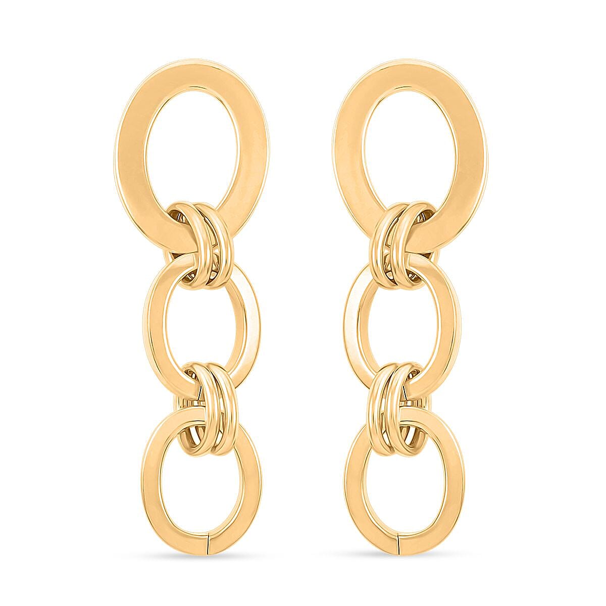 Italian 14K Yellow Gold Over Sterling Silver Interlocked Drop Statement Earrings 11.40 Grams