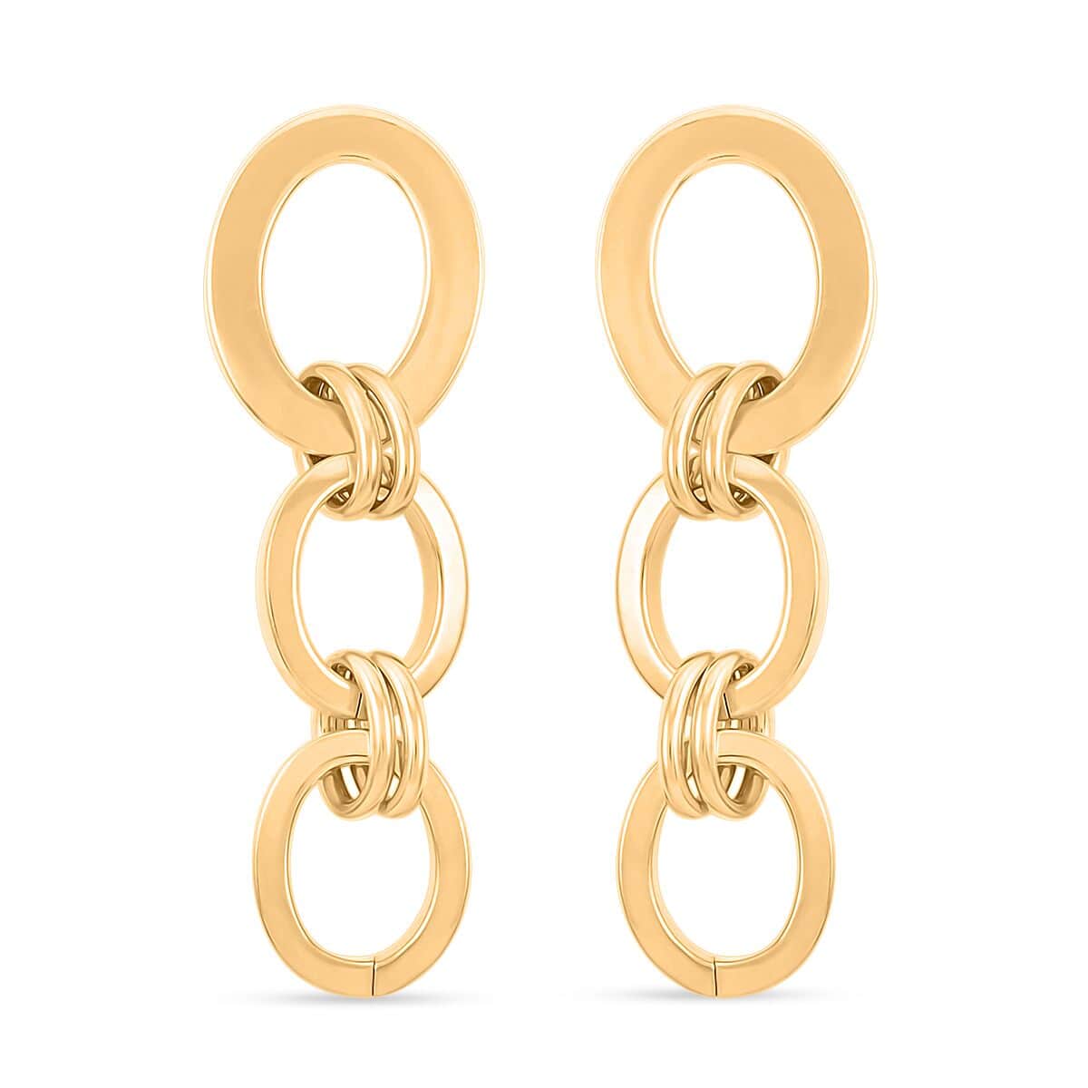Italian 14K Yellow Gold Over Sterling Silver Interlocked Drop Statement Earrings 11.40 Grams image number 0