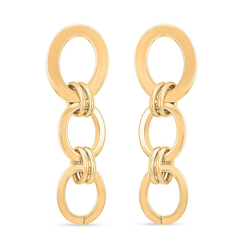 Italian 14K Yellow Gold Over Sterling Silver Interlocked Drop Statement Earrings 11.40 Grams