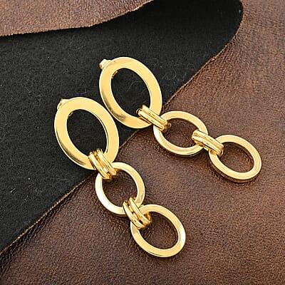 Italian 14K Yellow Gold Over Sterling Silver Interlocked Drop Statement Earrings 11.40 Grams