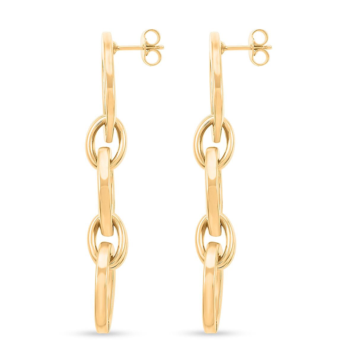 Italian 14K Yellow Gold Over Sterling Silver Interlocked Drop Statement Earrings 11.40 Grams