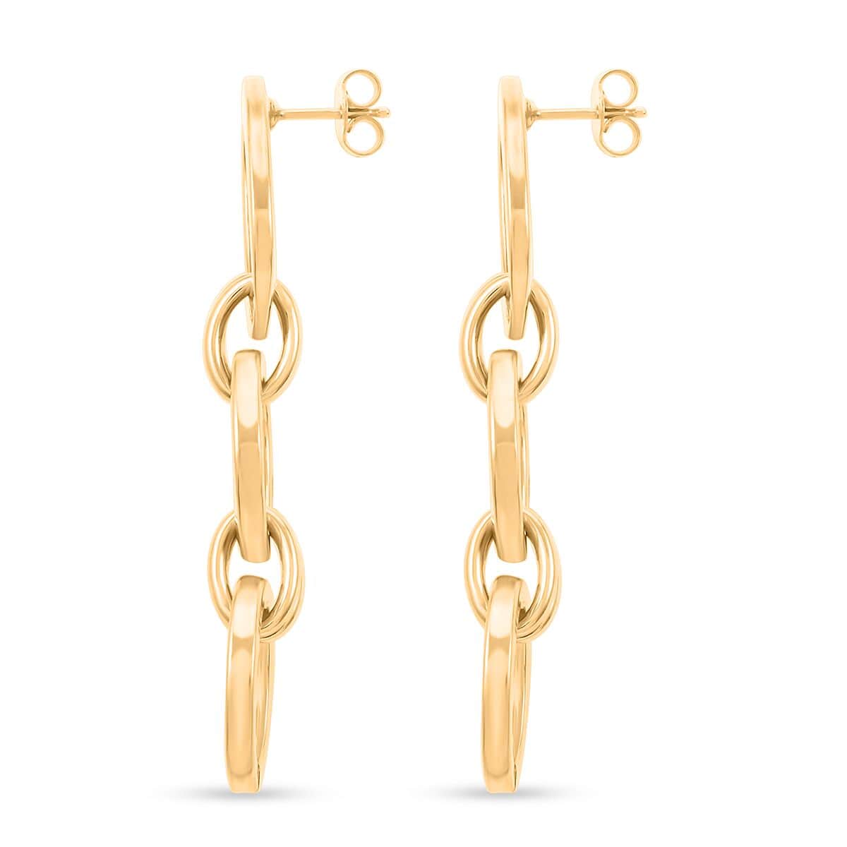 Italian 14K Yellow Gold Over Sterling Silver Interlocked Drop Statement Earrings 11.40 Grams image number 3