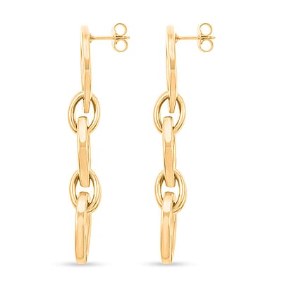 Italian 14K Yellow Gold Over Sterling Silver Interlocked Drop Statement Earrings 11.40 Grams