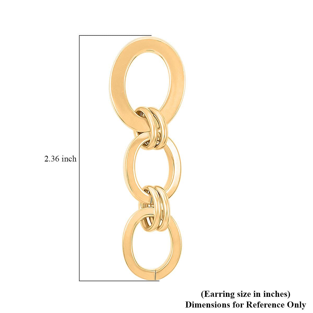 Italian 14K Yellow Gold Over Sterling Silver Interlocked Drop Statement Earrings 11.40 Grams