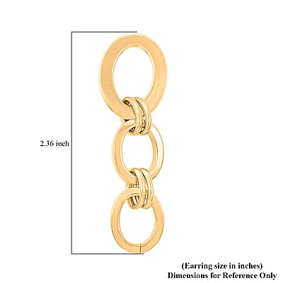 Italian 14K Yellow Gold Over Sterling Silver Interlocked Drop Statement Earrings 11.40 Grams