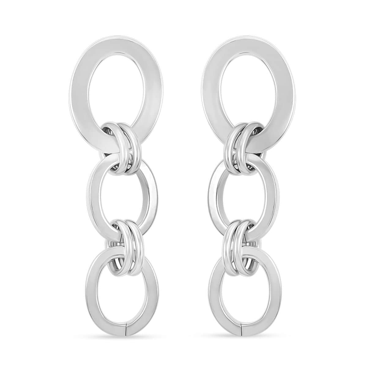 Italian Sterling Silver Interlocked Drop Statement Earrings 11.50 Grams image number 0