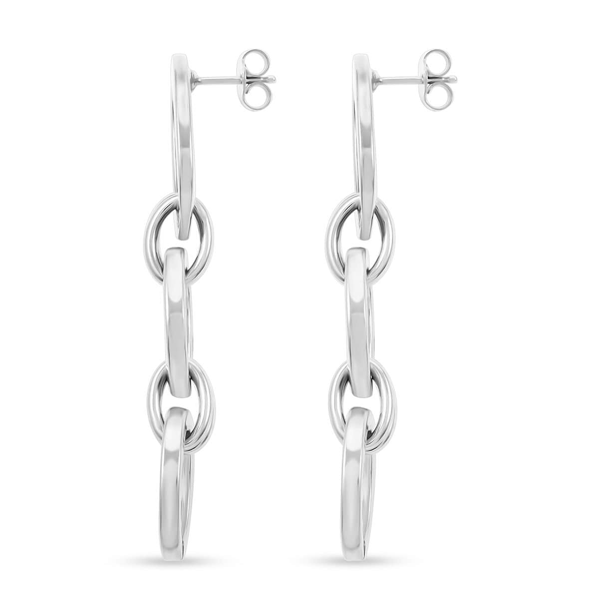 Italian Sterling Silver Interlocked Drop Statement Earrings 11.50 Grams image number 3