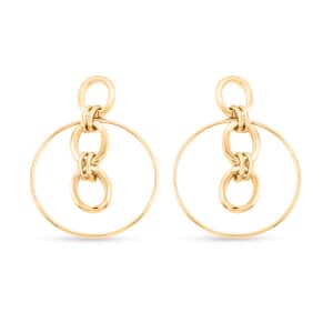 Mother’s Day Gift Italian 14K Yellow Gold Over Sterling Silver Multi Row Drop Interlocked Statement Earrings 13.40 Grams