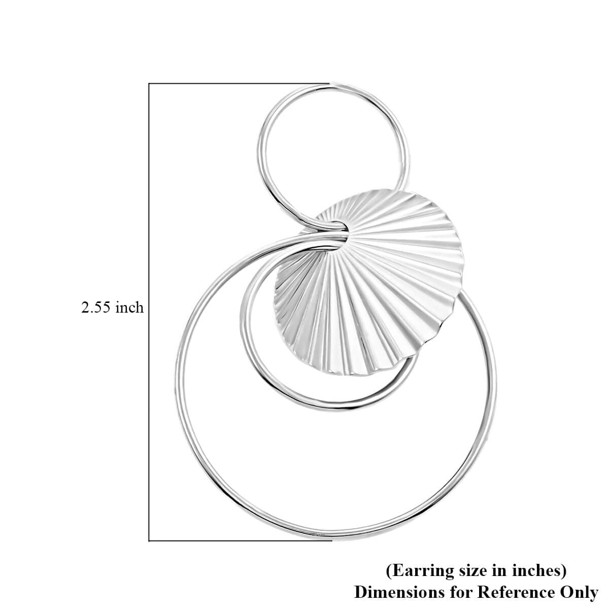 Italian Sterling Silver Multi Circle Textured Medallion Interlocked Drop Statement Earrings 14.50 Grams image number 4
