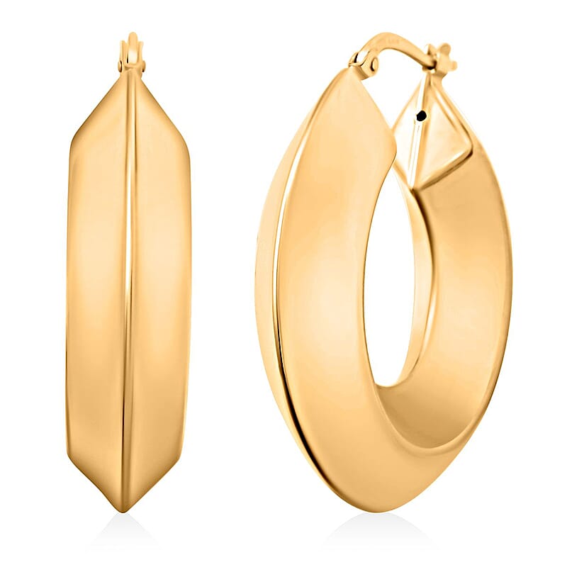 Italian 14K Yellow Gold Over Sterling Silver Bold Hoop Statement Earrings 15.40 Grams
