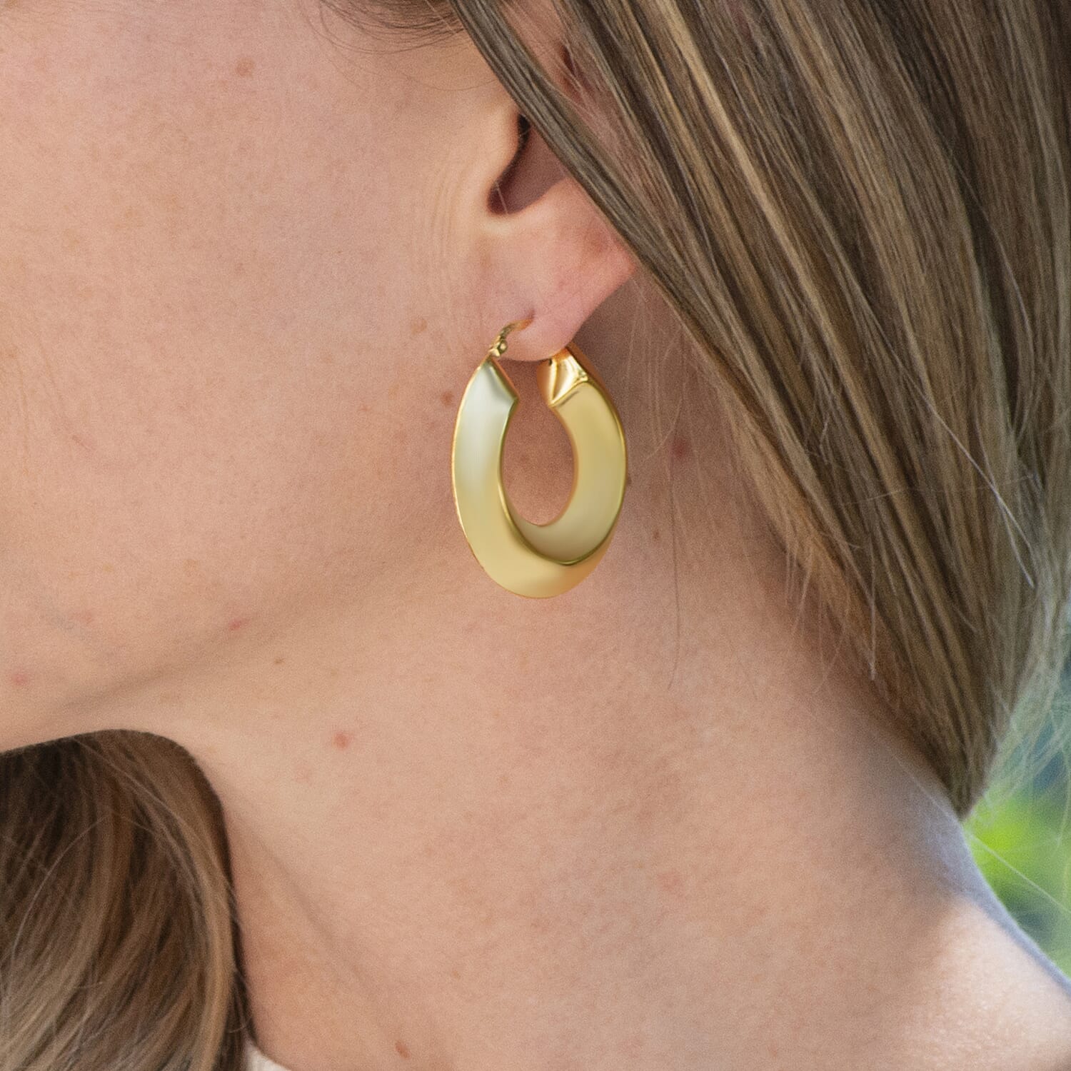 Italian 14K Yellow Gold Over Sterling Silver Bold Hoop Statement Earrings 15.40 Grams