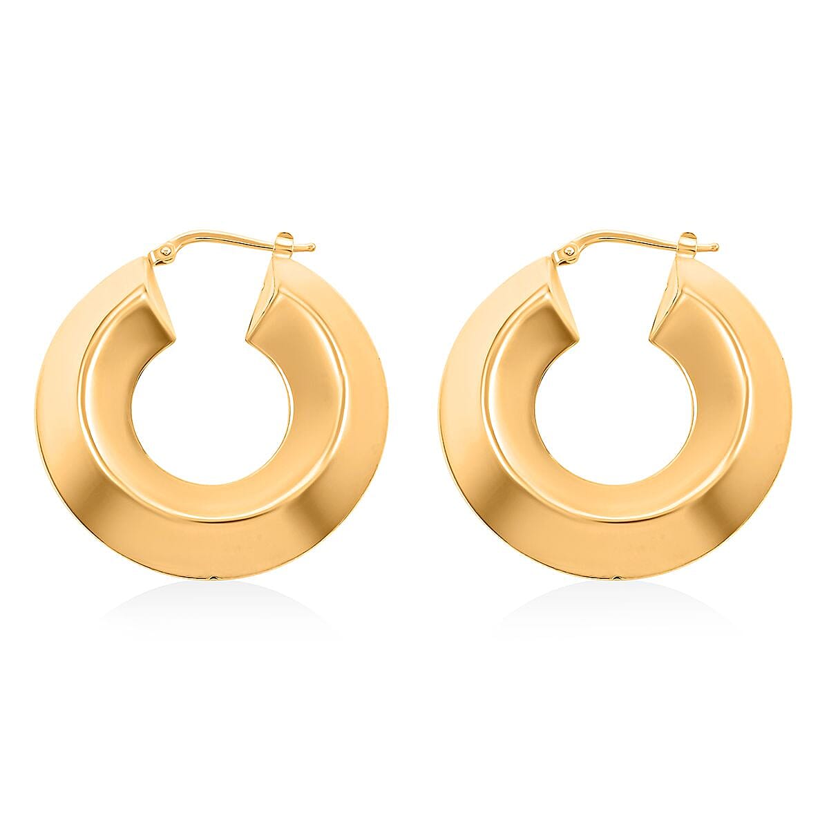 Italian 14K Yellow Gold Over Sterling Silver Bold Hoop Statement Earrings 15.40 Grams
