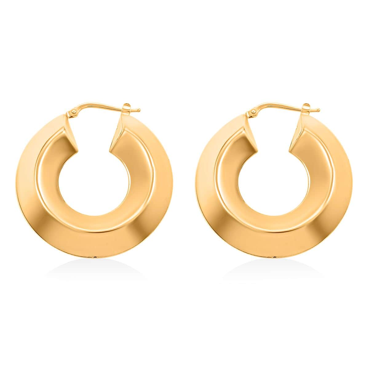 Italian 14K Yellow Gold Over Sterling Silver Bold Hoop Statement Earrings 15.40 Grams image number 3