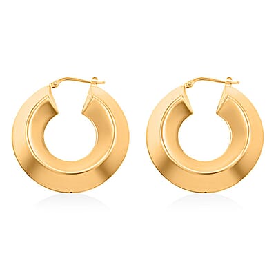Italian 14K Yellow Gold Over Sterling Silver Bold Hoop Statement Earrings 15.40 Grams