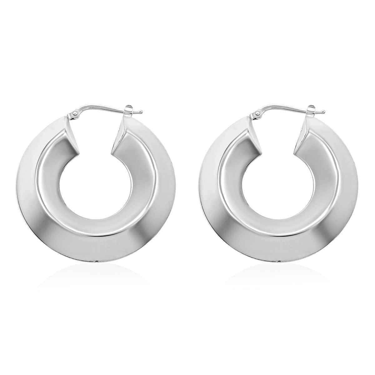 Italian Sterling Silver Bold Hoop Statement Earrings 15.40 Grams image number 3