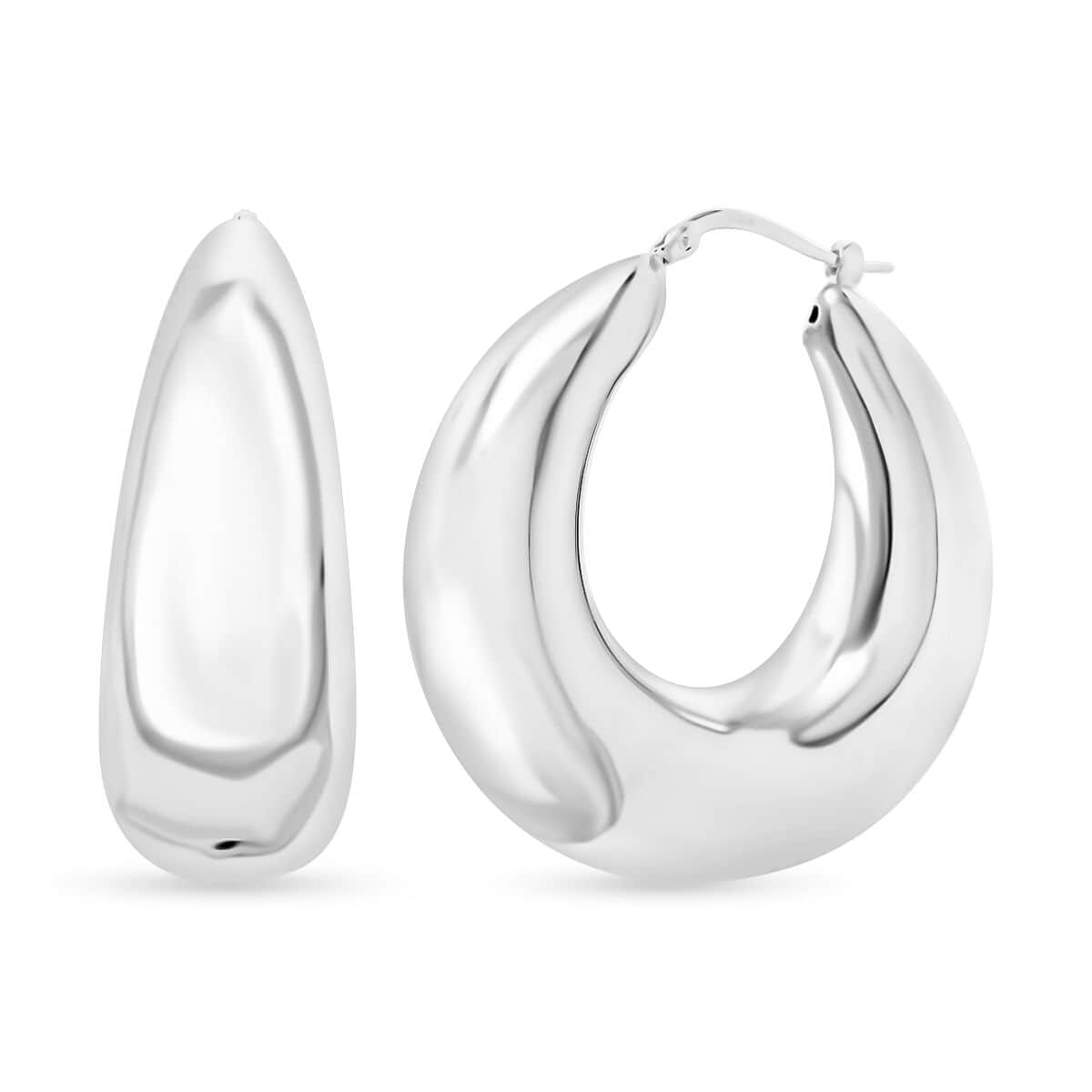 Italian Sterling Silver Bold Hoop Statement Earrings 20 Grams image number 0