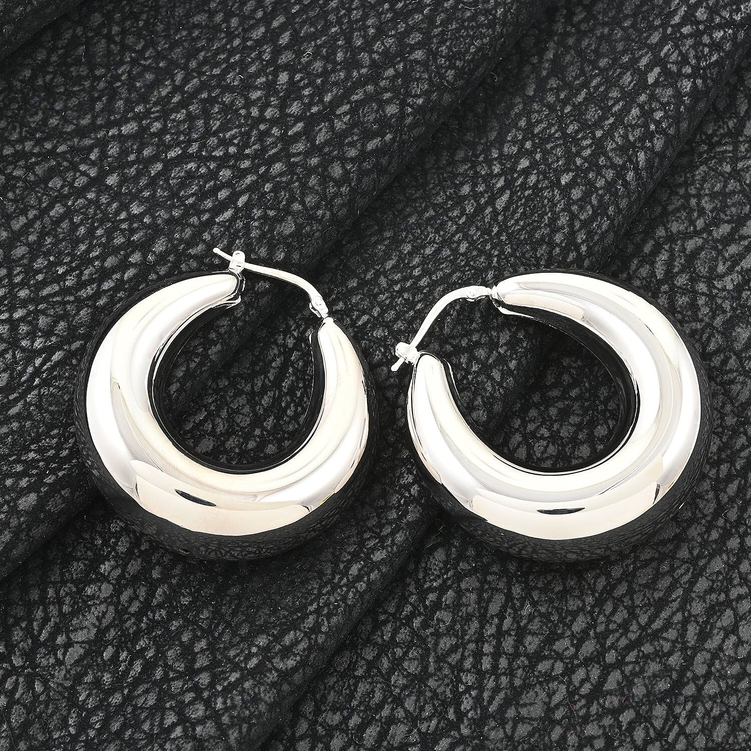 Italian Sterling Silver Bold Hoop Statement Earrings 20 Grams