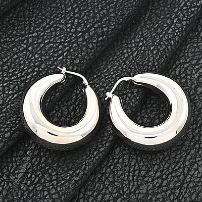 Italian Sterling Silver Bold Hoop Statement Earrings 20 Grams