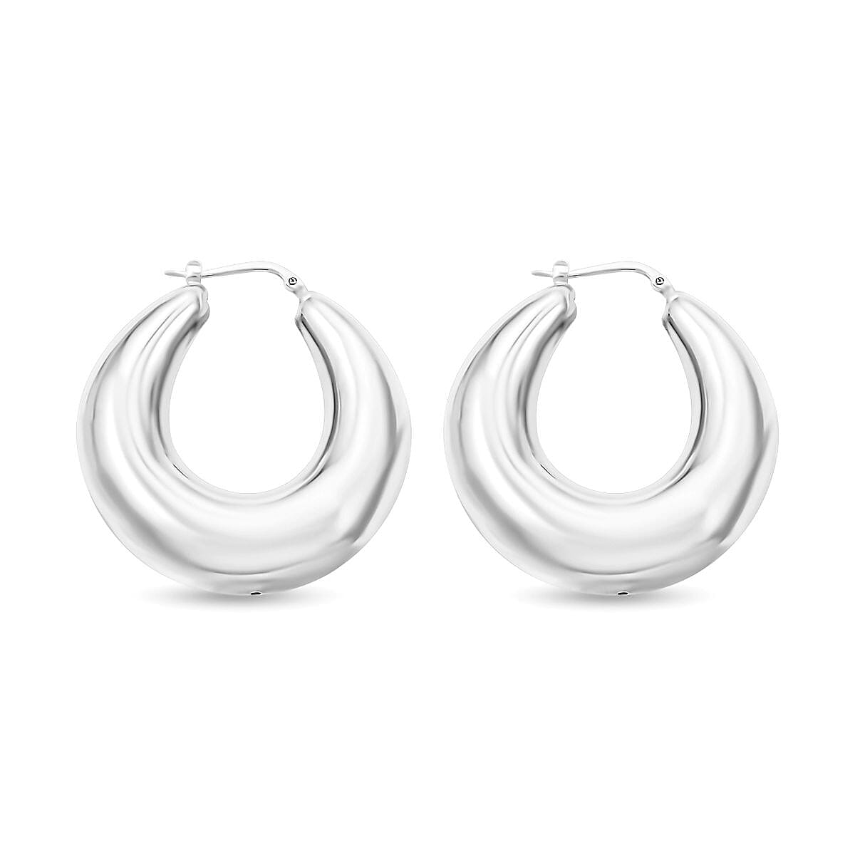 Italian Sterling Silver Bold Hoop Statement Earrings 20 Grams