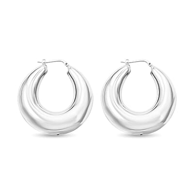 Italian Sterling Silver Bold Hoop Statement Earrings 20 Grams