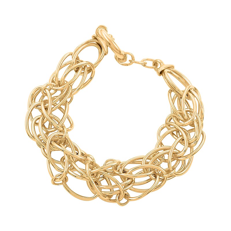 Italian 14K Yellow Gold Over Sterling Silver Interlocked Statement Bracelet (8.00 In) 20 Grams