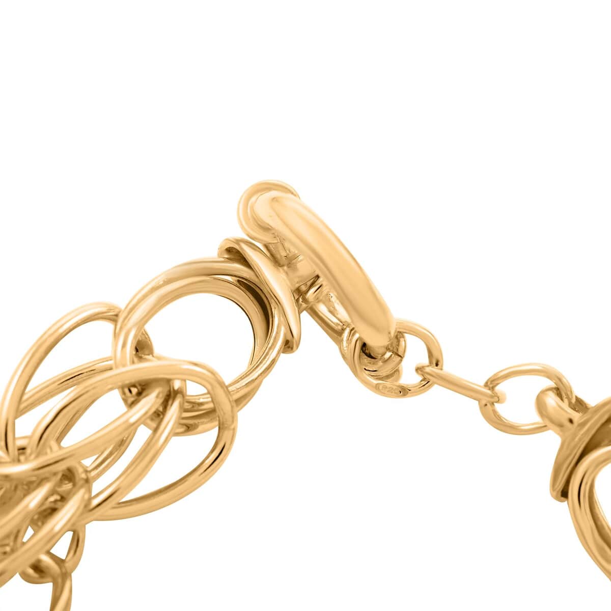 Italian 14K Yellow Gold Over Sterling Silver Interlocked Statement Bracelet (8.00 In) 20 Grams image number 3