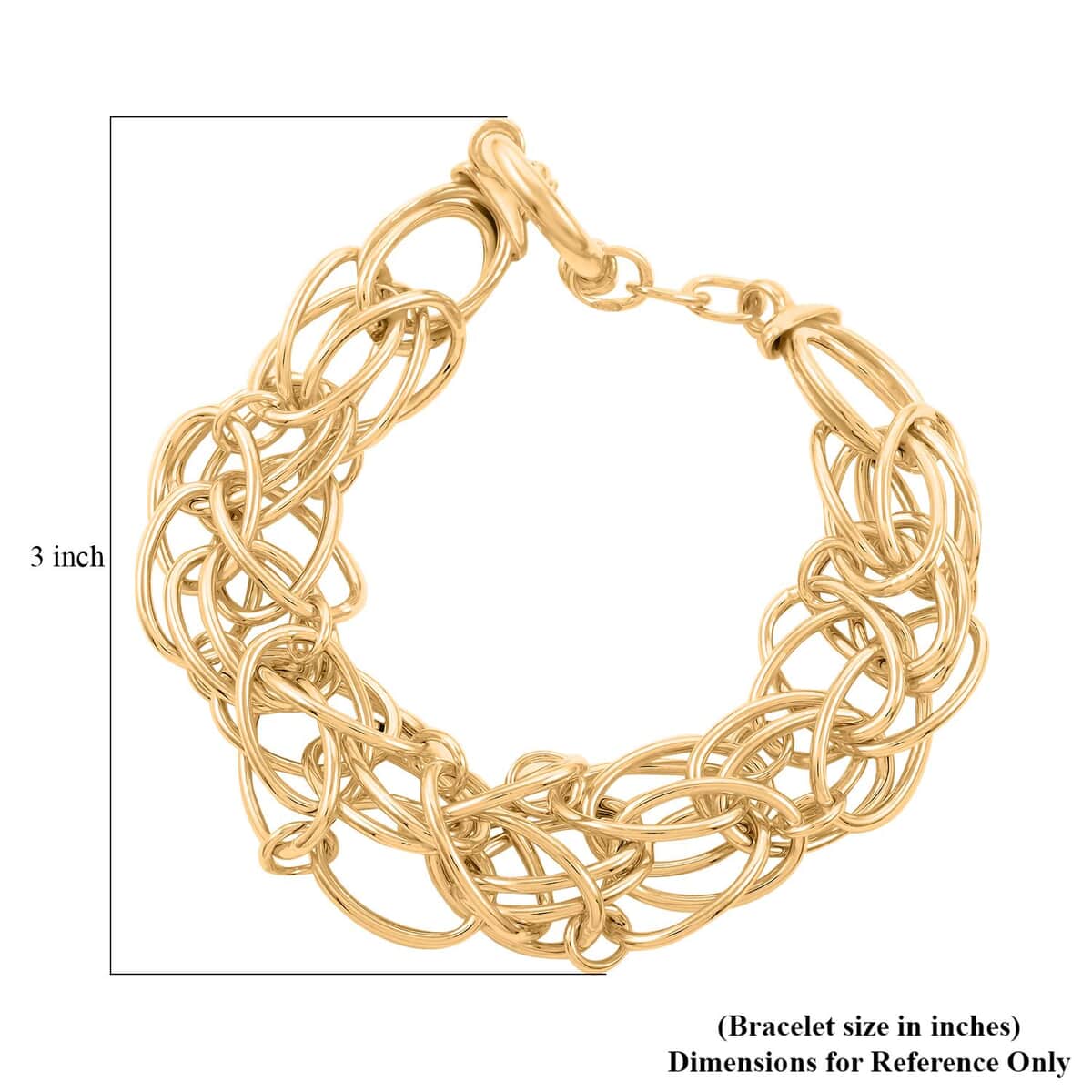 Italian 14K Yellow Gold Over Sterling Silver Interlocked Statement Bracelet (8.00 In) 20 Grams image number 4