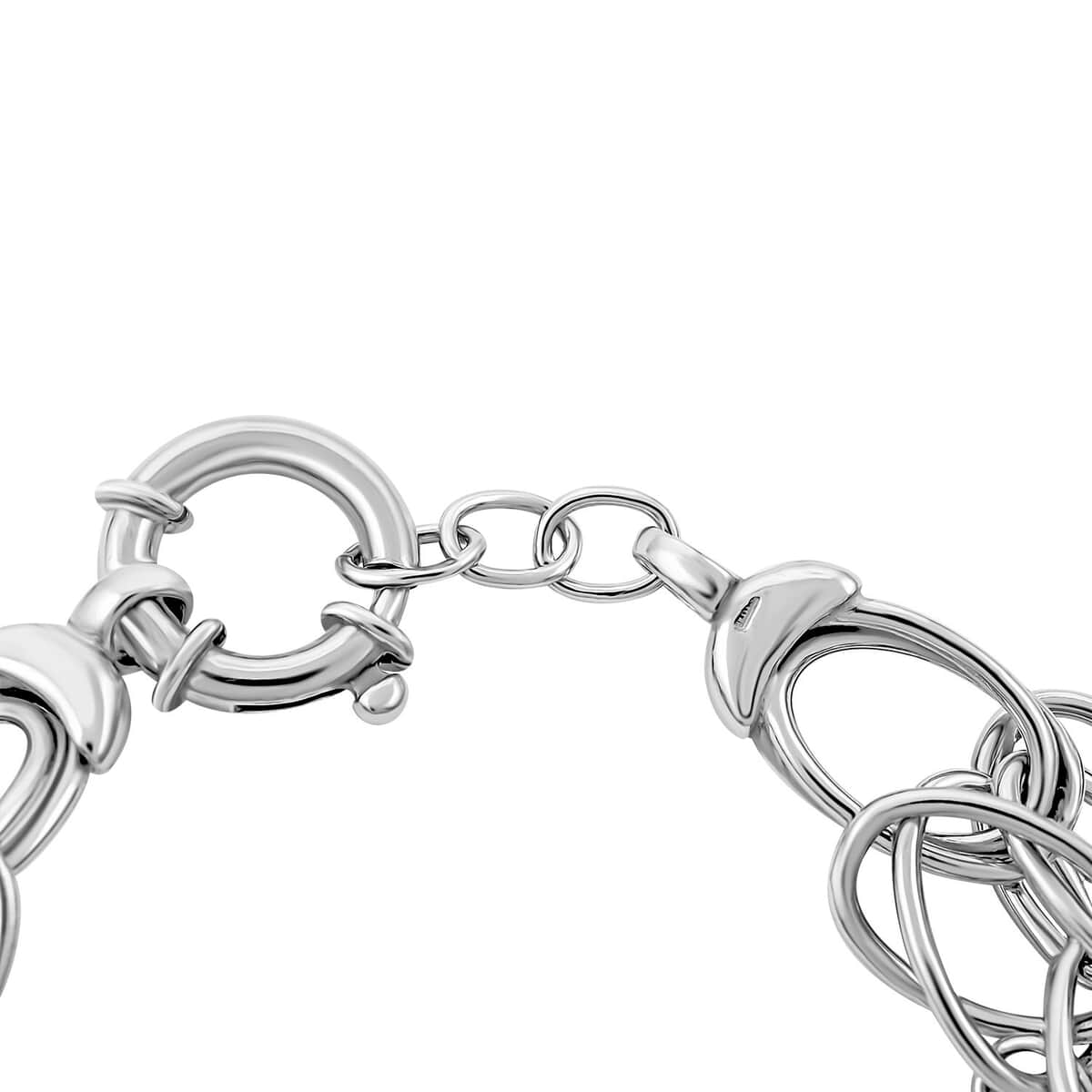 Italian Sterling Silver Interlocked Statement Bracelet (8.00 In) 20.70 Grams image number 3