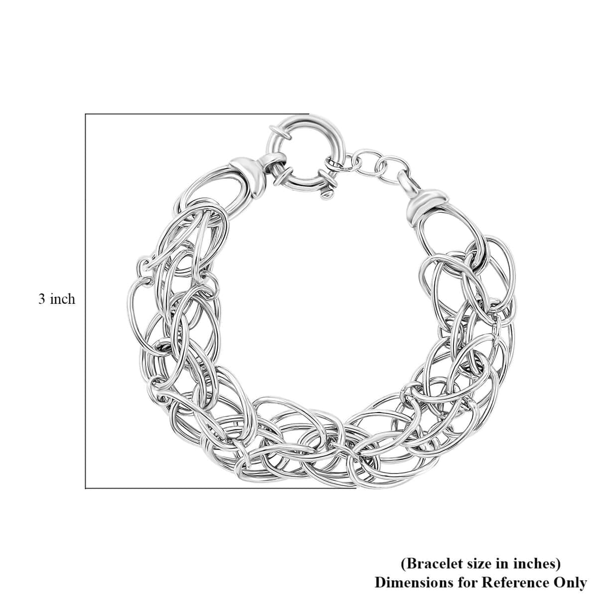 Italian Sterling Silver Interlocked Statement Bracelet (8.00 In) 20.70 Grams image number 4