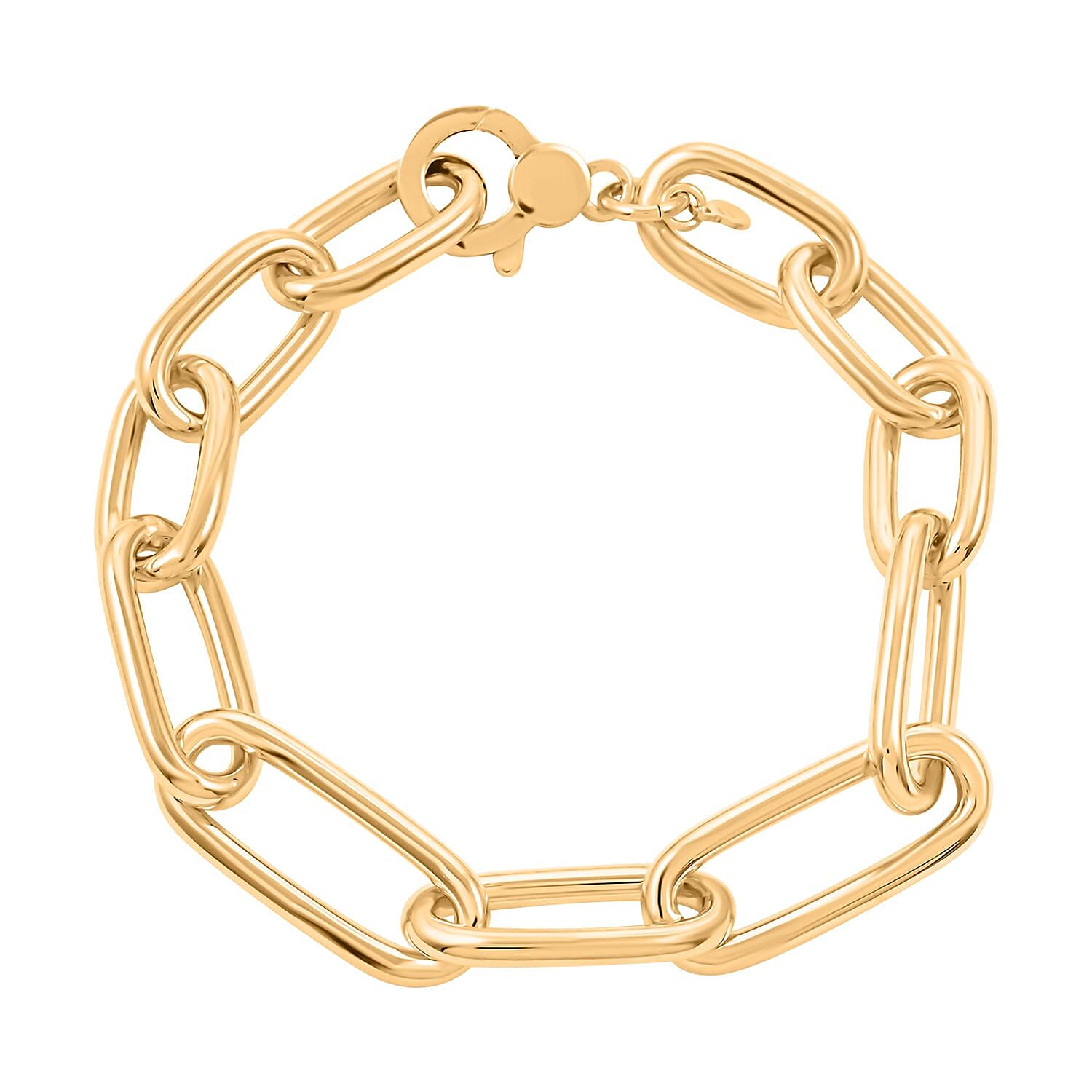 Italian 14K Yellow Gold Over Sterling Silver Paper Clip Bold Statement Bracelet (8.50 In) 20.50 Grams