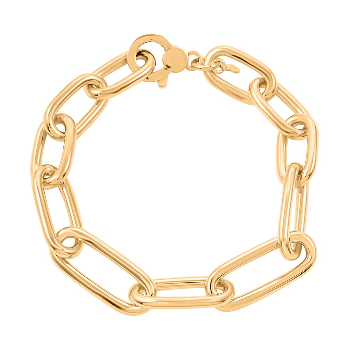 Italian 14K Yellow Gold Over Sterling Silver Paper Clip Bold Statement Bracelet (8.50 In) 20.50 Grams image number 0