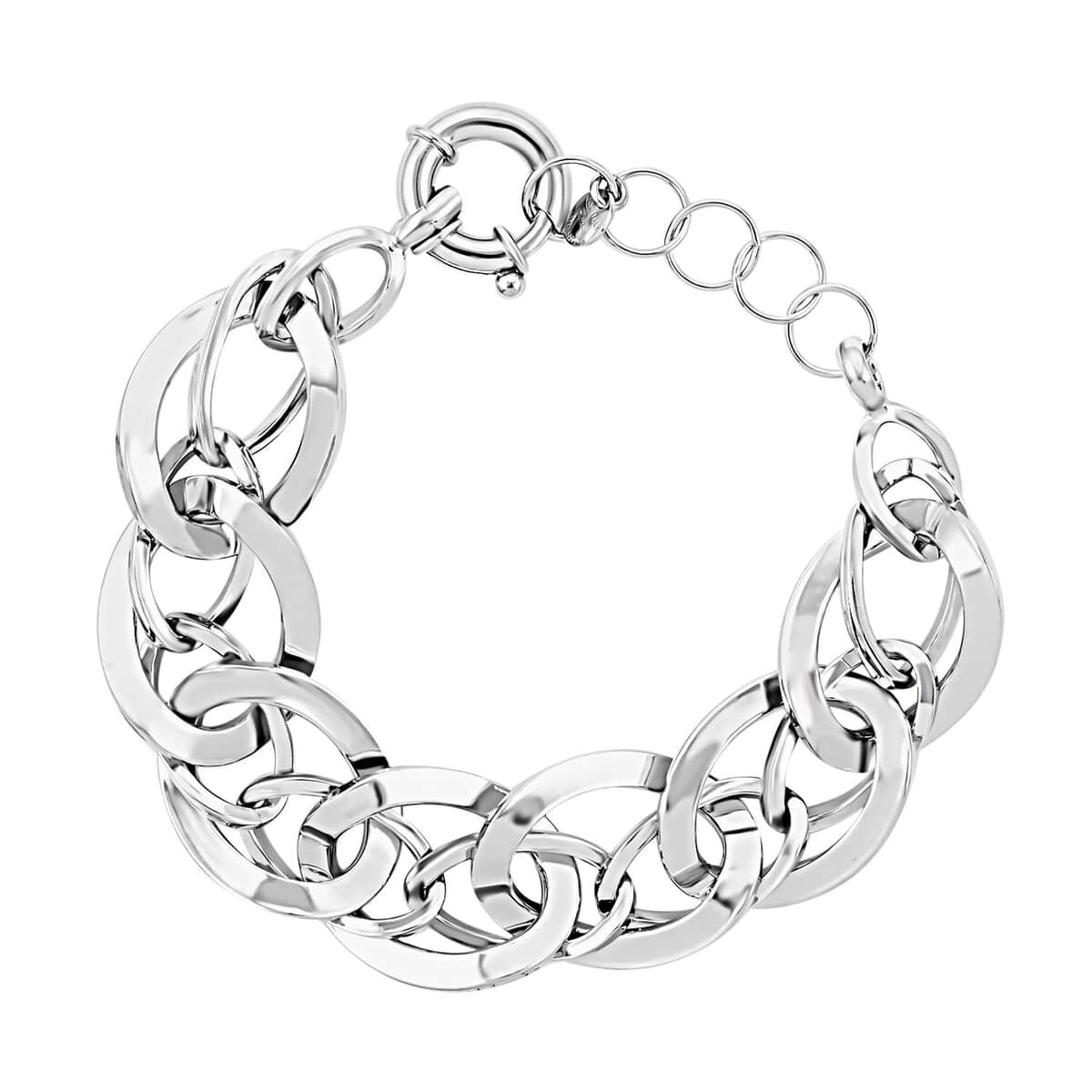 Italian Sterling Silver Interlocked Statement Bracelet (8.00-900In) 25.20 Grams image number 0