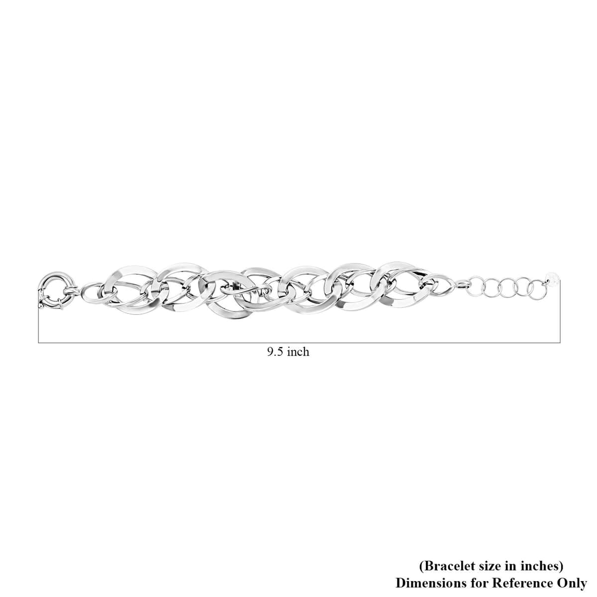 Italian Sterling Silver Interlocked Statement Bracelet (8.00-900In) 25.20 Grams image number 3