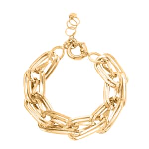 Italian 14K Yellow Gold Over Sterling Silver Multi Row Paper Clip Bold Statement Bracelet (8.00-9.00In) 23.20 Grams