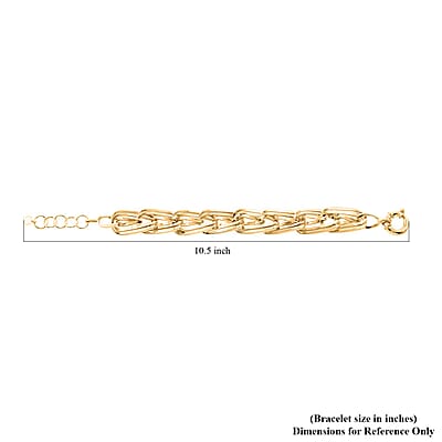 Italian 14K Yellow Gold Over Sterling Silver Multi Row Paper Clip Bold Statement Bracelet (8.00-9.00In) 23.20 Grams