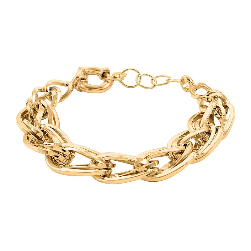 Italian 14K Yellow Gold Over Sterling Silver Interlocked Statement Bracelet (7.50-8.50In) 21.60 Grams