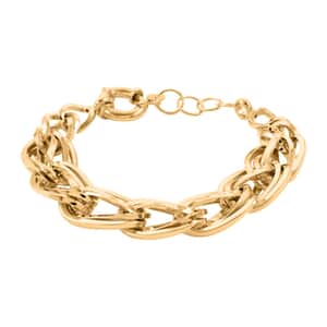 Mother’s Day Gift Italian 14K Yellow Gold Over Sterling Silver Interlocked Statement Bracelet (7.50-8.50In) 21.60 Grams