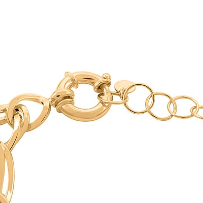 Italian 14K Yellow Gold Over Sterling Silver Interlocked Statement Bracelet (7.50-8.50In) 21.60 Grams