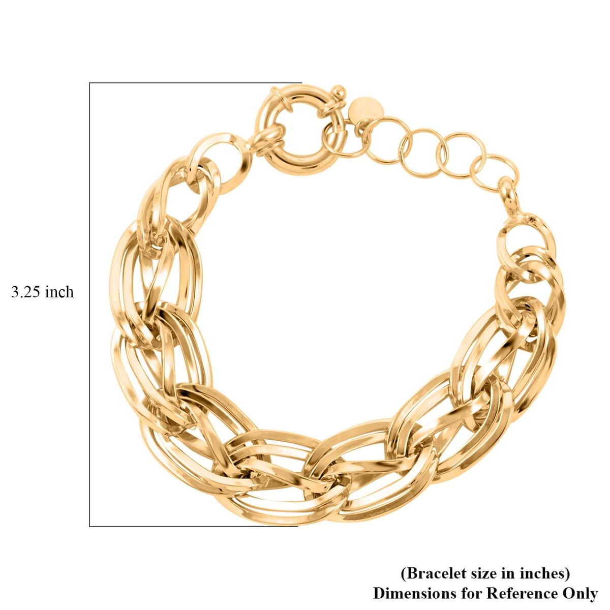 Mother’s Day Gift Italian 14K Yellow Gold Over Sterling Silver Interlocked Statement Bracelet (7.50-8.50In) 21.60 Grams image number 4