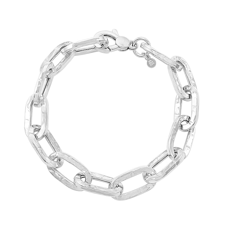 Italian Sterling Silver Paper Clip Bold Statement Bracelet (8.50 In) (14.40 g)