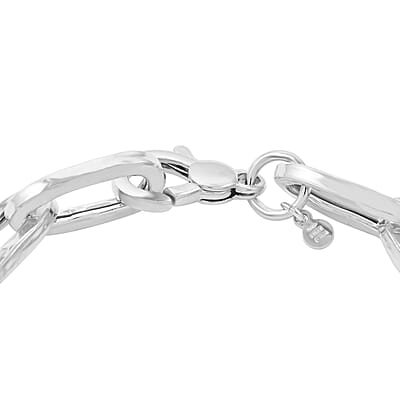 Italian Sterling Silver Paper Clip Bold Statement Bracelet (8.50 In) (14.40 g)
