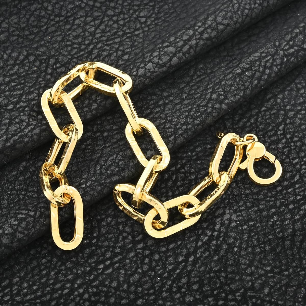 Italian 14K Yellow Gold Over Sterling Silver Paper Clip Bold Statement Bracelet (8.50 In) 14.10 Grams image number 1